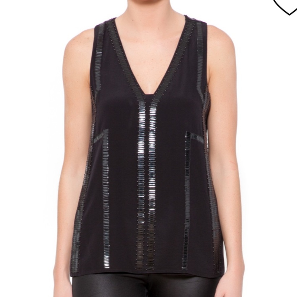 Ramy Brook Robin Top embellished black Small NWT